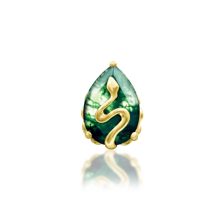 Hecate - Moss Agate Serpent Threadless End by Junipurr Jewelry