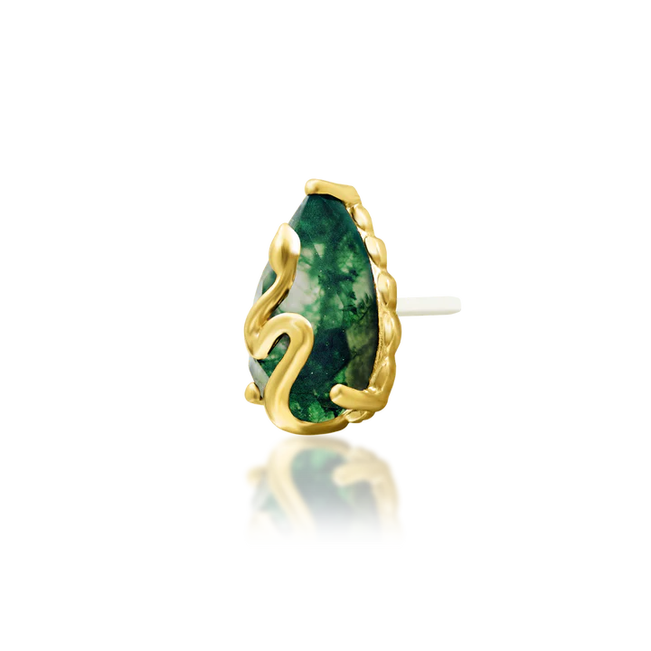 Hecate - Moss Agate Serpent Threadless End by Junipurr Jewelry
