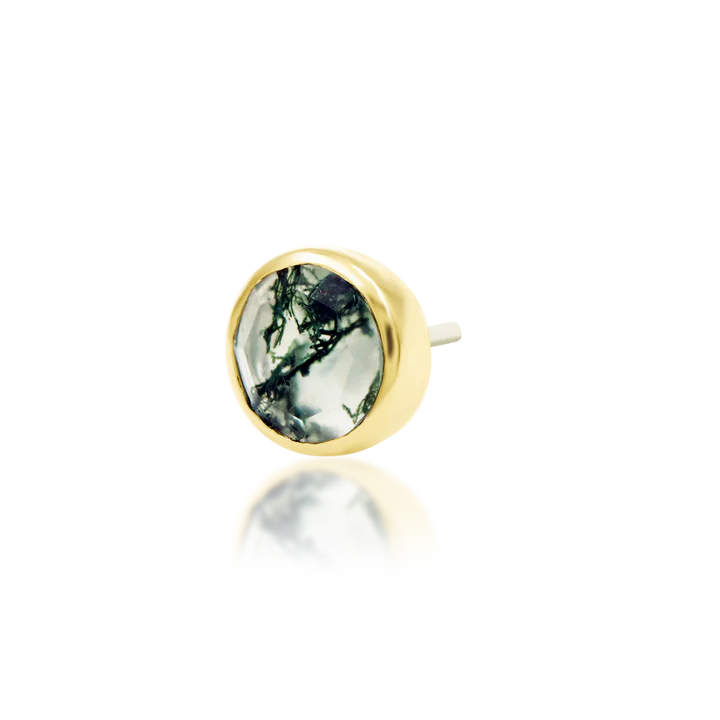 Moss Agate Cabochon Threadless End by Junipurr Jewelry
