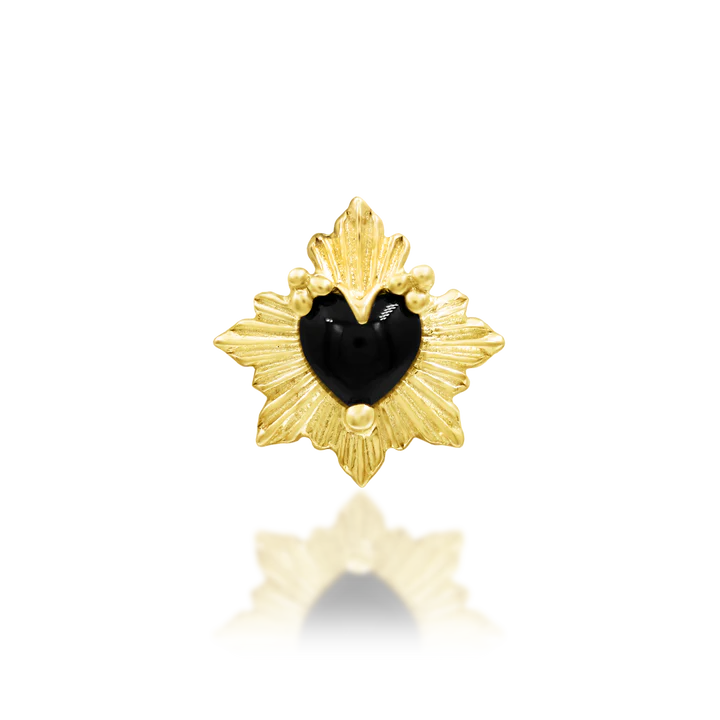 NYX - Black Onyx Heart - Sacred Flame Gothic Threadless End by Junipurr Jewelry