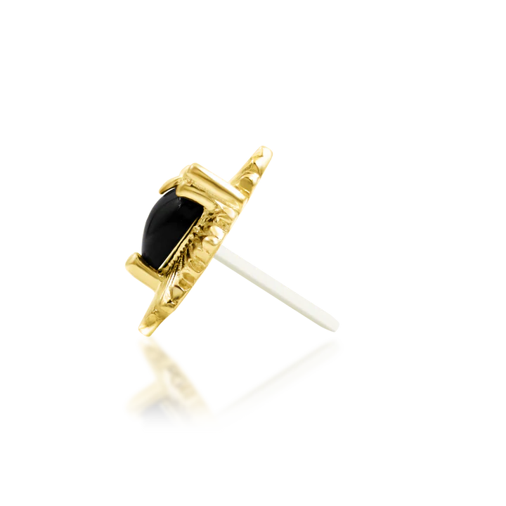 NYX - Black Onyx Heart - Sacred Flame Gothic Threadless End by Junipurr Jewelry