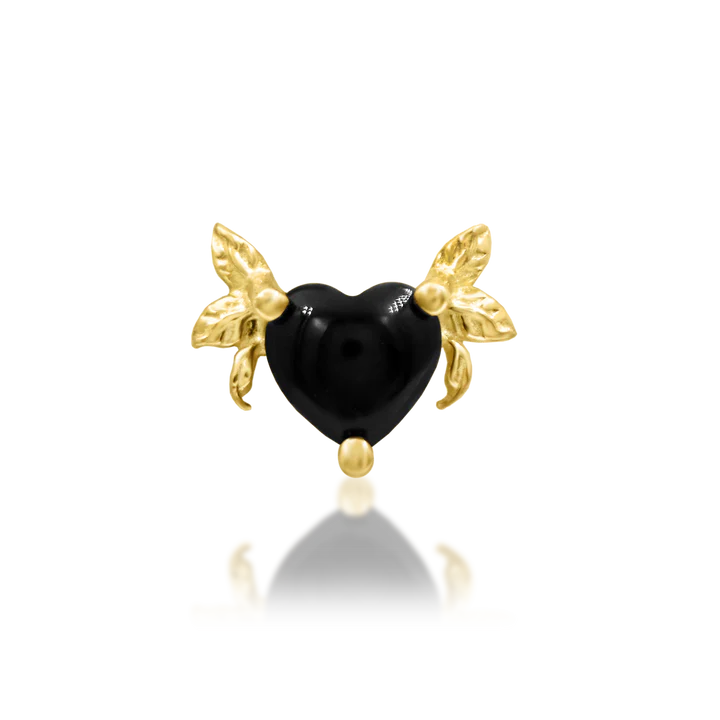 Salem - Black Onyx Heart Threadless End by Junipurr Jewelry