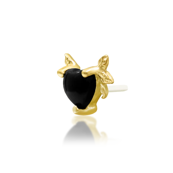 Salem - Black Onyx Heart Threadless End by Junipurr Jewelry