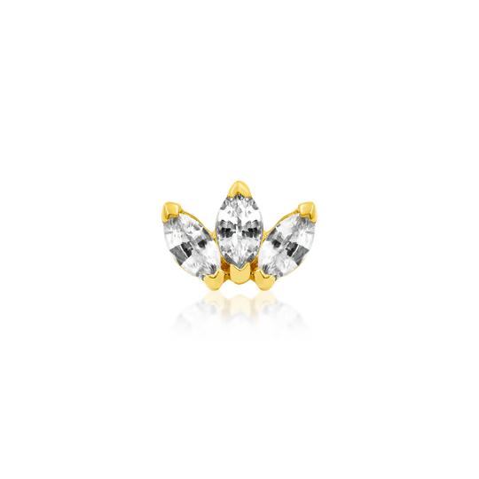 Triple Marquise Fan | Solid Gold Threadless End | Junipurr Jewelry