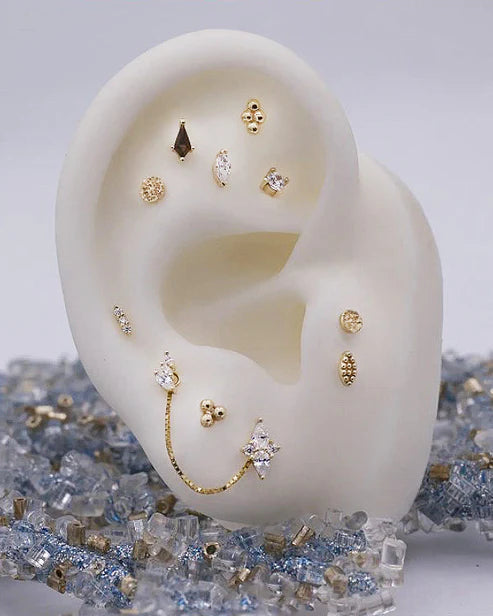 "Zuri" Threadless End with Marquise Diamond or Cubic Zirconia