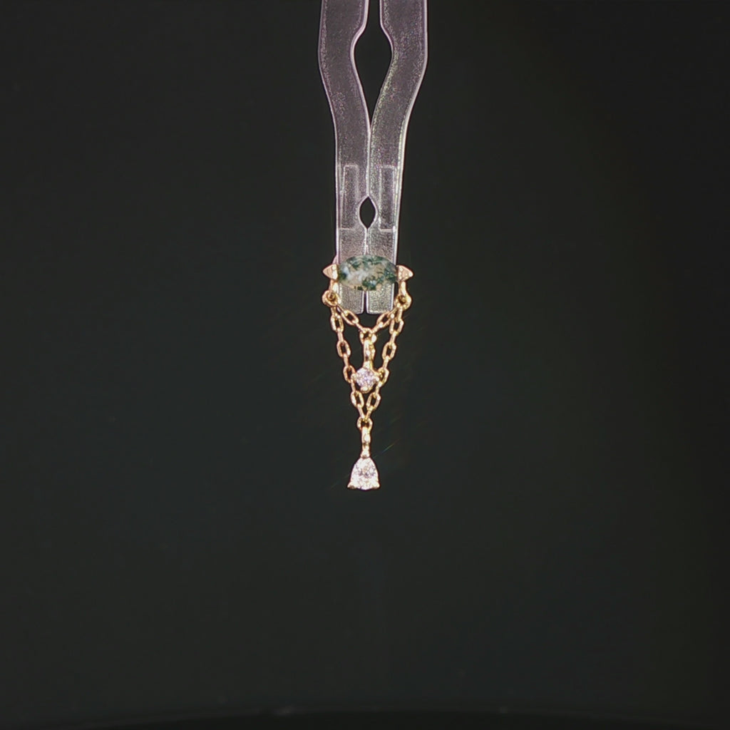 Saint Vincent - Double Tiered Chain Threadless end with Marquise Cut Moss Agate and (2) CZ's by Buddha Jewelry Organics (Copy)