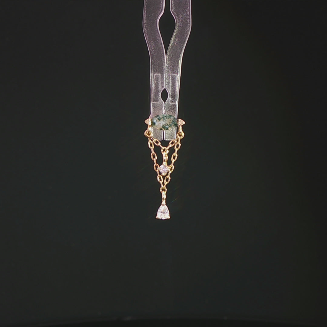Saint Vincent - Double Tiered Chain Threadless end with Marquise Cut Moss Agate and (2) CZ's by Buddha Jewelry Organics (Copy)
