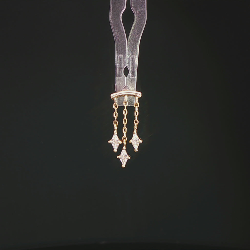 High Speed - Hidden Helix Threadless end with (3) Kite-cut CZ's by Buddha Jewelry Organics