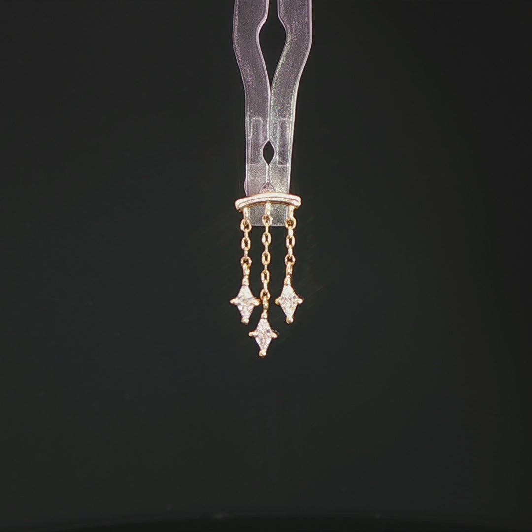 High Speed - Hidden Helix Threadless end with (3) Kite-cut CZ's by Buddha Jewelry Organics