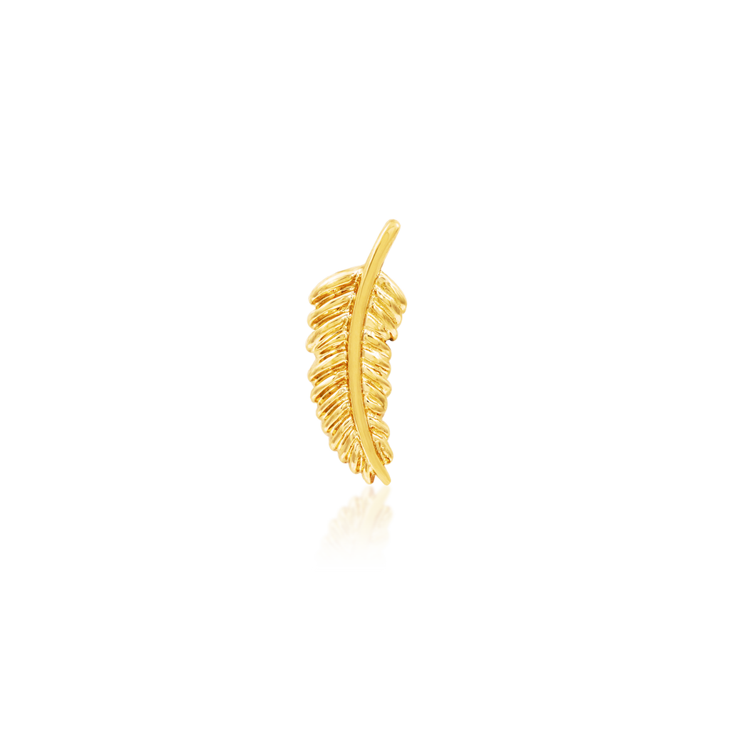 QUICK SHIP | 14K Gold Feather Threadless End & Titanium Labret Post by Junipurr Jewelry