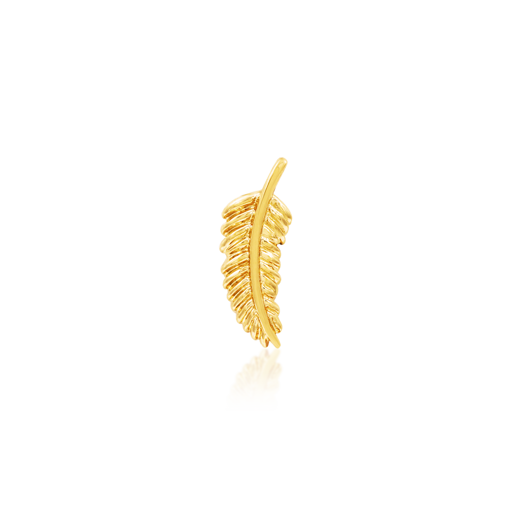 QUICK SHIP | 14K Gold Feather Threadless End & Titanium Labret Post by Junipurr Jewelry