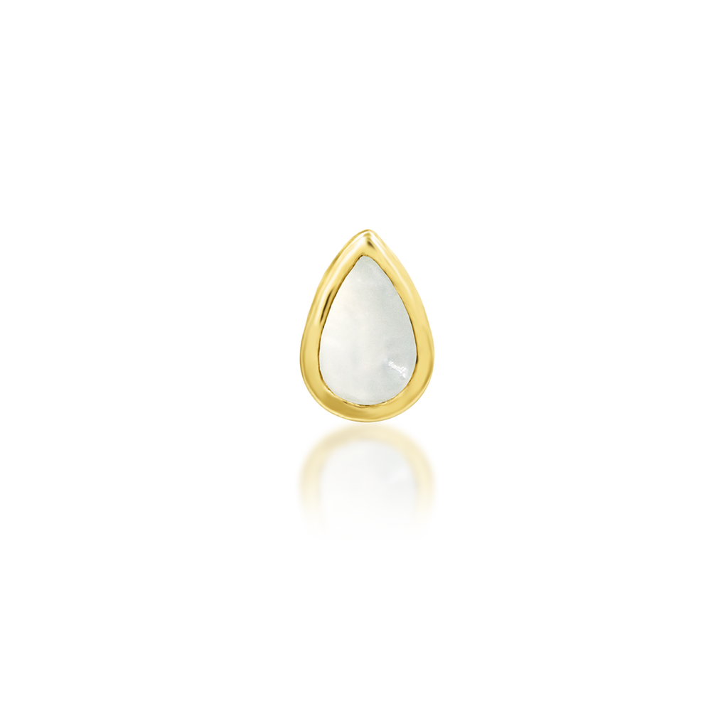 QUICK SHIP | 14K Gold 'Mary' Teardrop End & Titanium Threadless Labret Post by Junipirr Jewelry