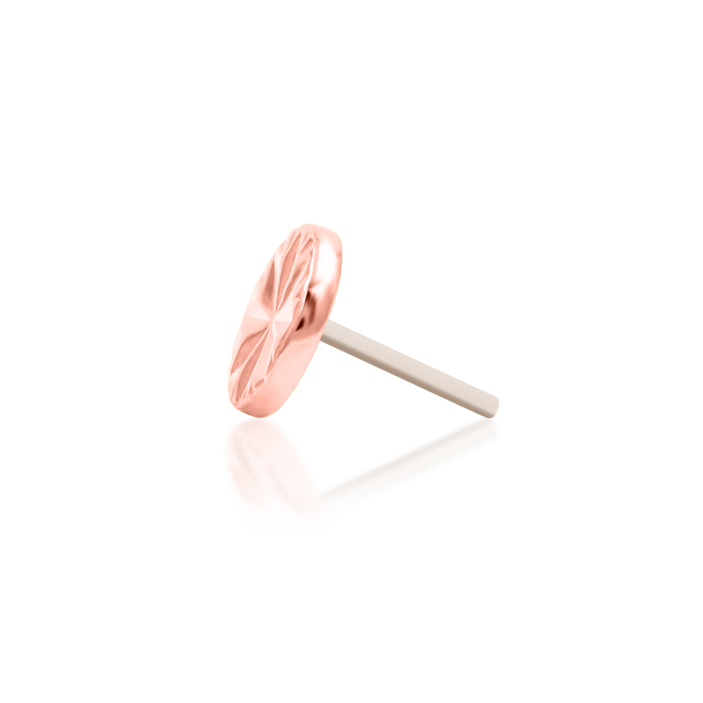 QUICK SHIP | 14K Gold Engraved Disk Threadless End & Titanium Labret Post by Junipirr Jewelry