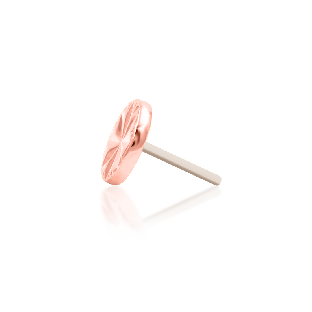QUICK SHIP | 14K Gold Engraved Disk Threadless End & Titanium Labret Post by Junipirr Jewelry