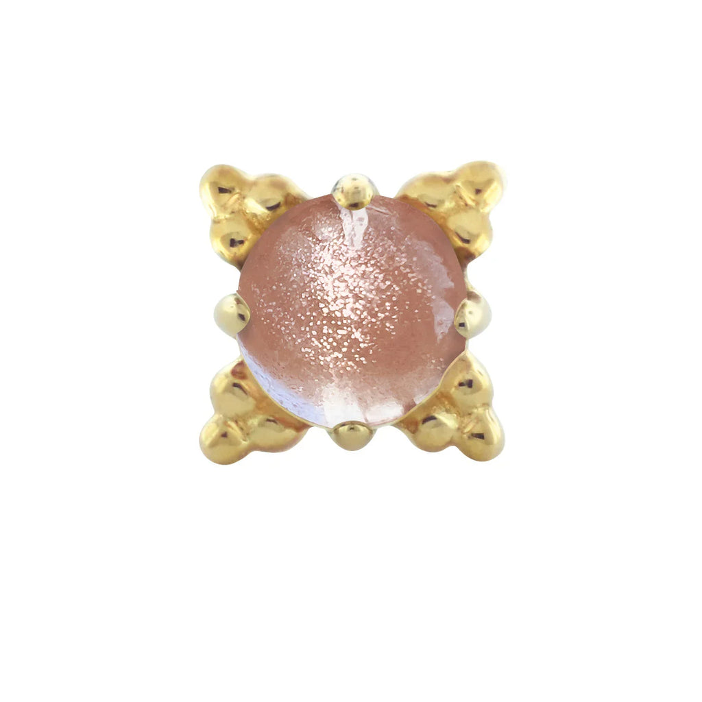Limited Edition — 18K Solid Gold Sunstone Oregon Cabochon 'Zia' End by Anatometal Jewelry