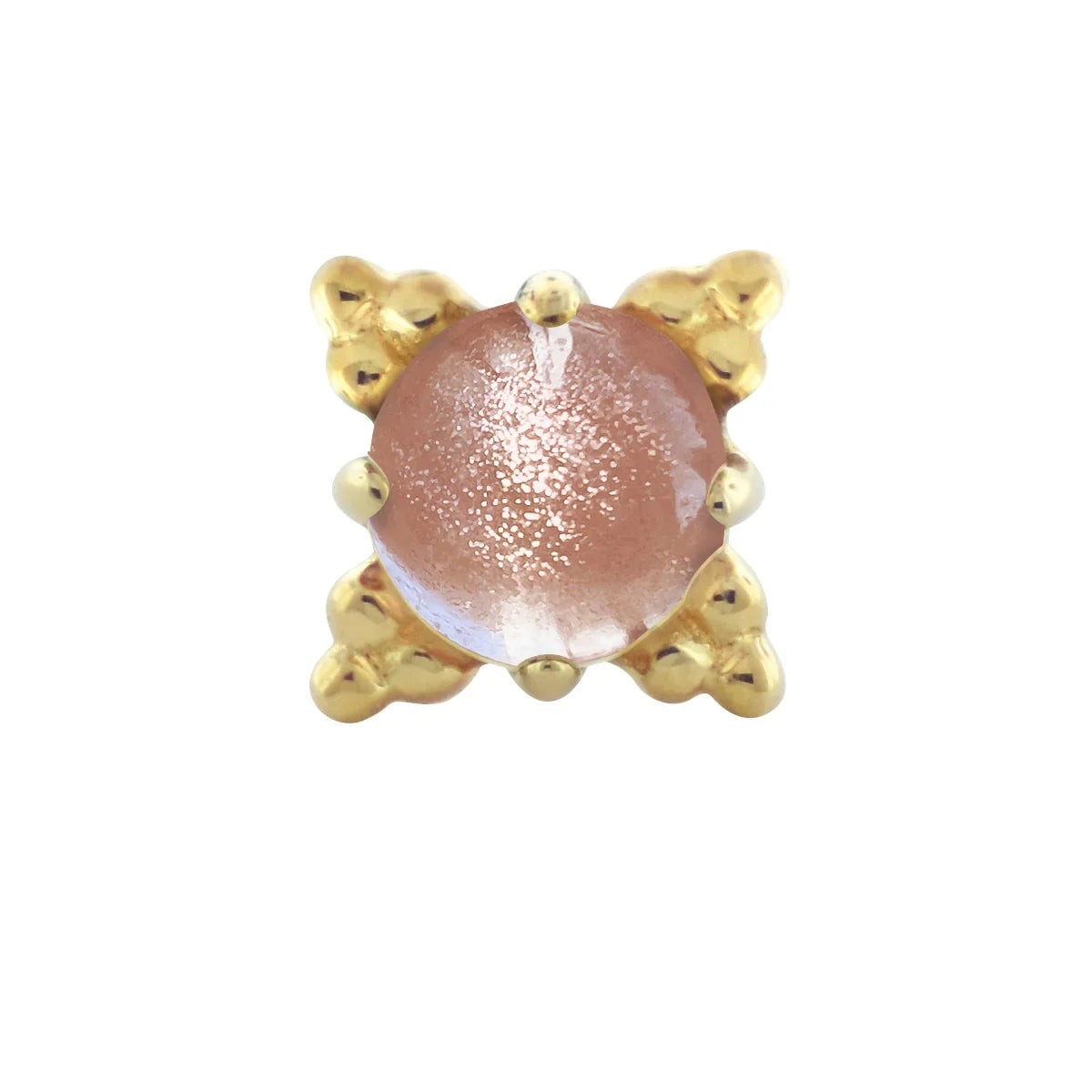 Limited Edition — 18K Solid Gold Sunstone Oregon Cabochon 'Zia' End by Anatometal Jewelry