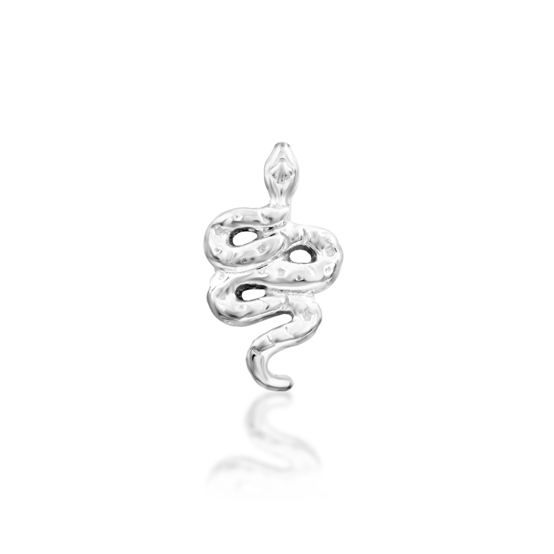 QUICK SHIP | 14K Hammered Snake End & Titanium Threadless Labret Post by Junipirr Jewelry