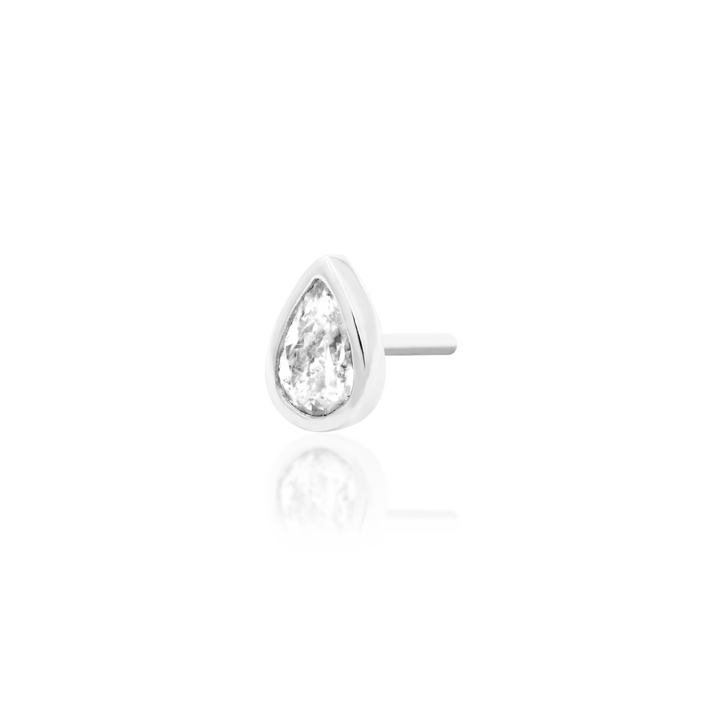 QUICK SHIP | 14K Gold 'Mary' Teardrop End & Titanium Threadless Labret Post by Junipirr Jewelry