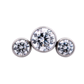 Titanium Threadless Triple Gem Crescent Cluster End by Junipurr Jewelry