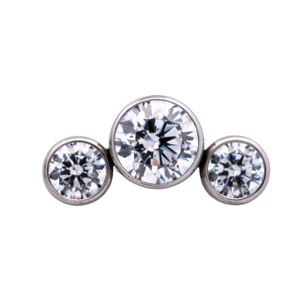 Titanium Threadless Triple Gem Crescent Cluster End by Junipurr Jewelry