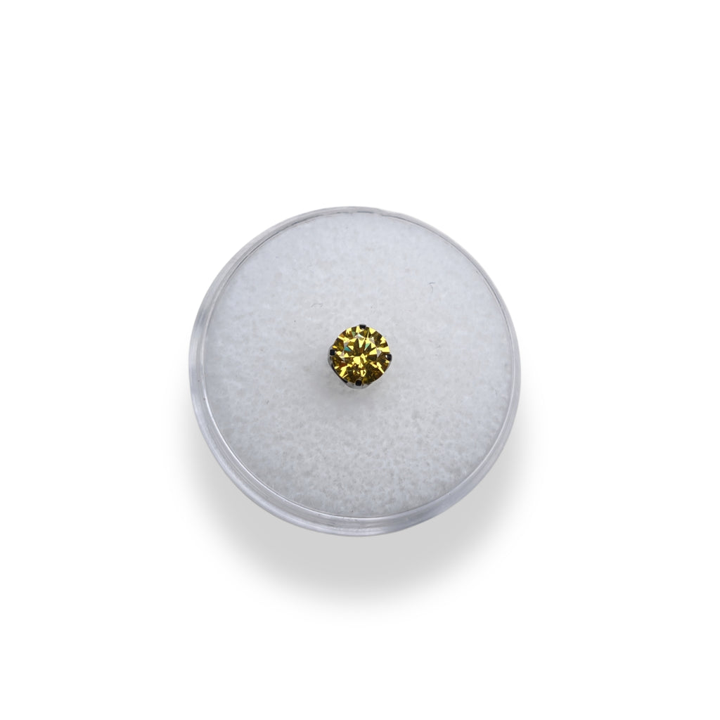 IN STOCK | Titanium Threadless Earring - Daffodil Yellow Brilliant Cut Cubic Zirconia 5mm by Junipurr Jewelry