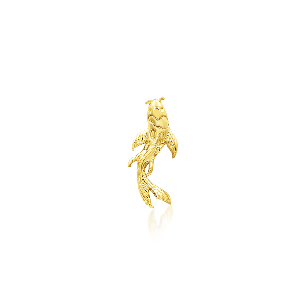 QUICK SHIP | 14K Gold Koi Fish End & Titanium Threadless Labret Post by Junipirr Jewelry