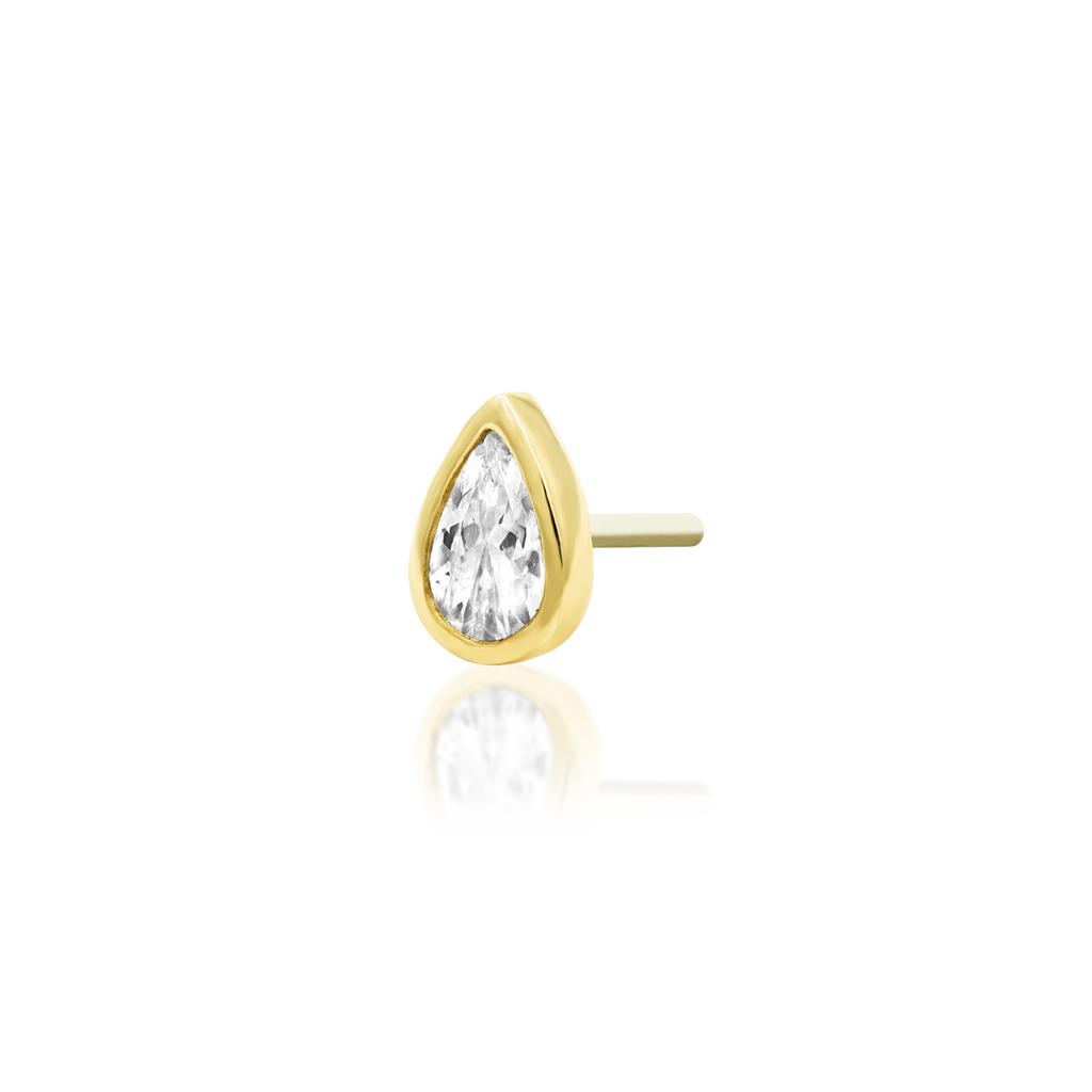 QUICK SHIP | 14K Gold 'Mary' Teardrop End & Titanium Threadless Labret Post by Junipirr Jewelry