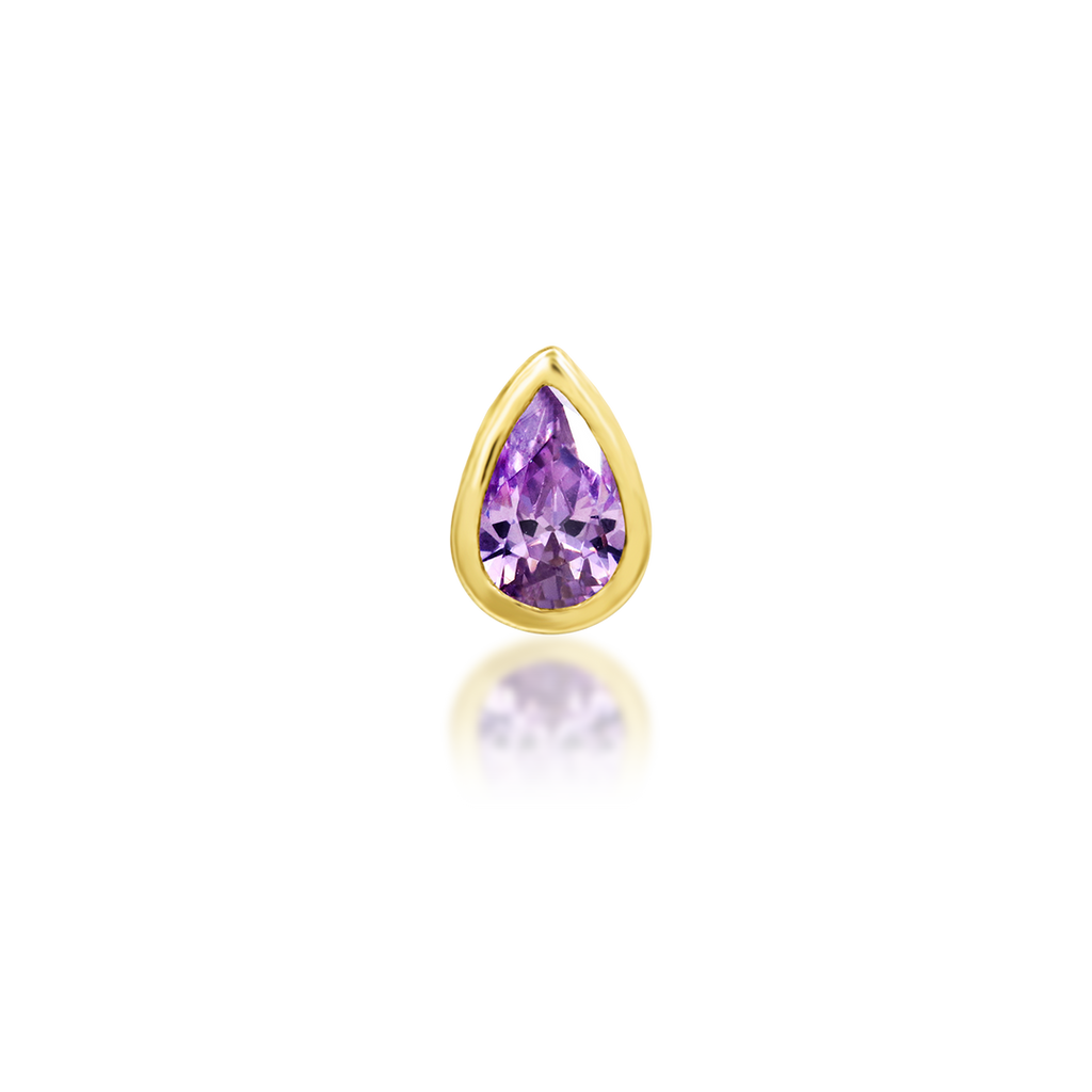 QUICK SHIP | 14K Gold 'Mary' Teardrop End & Titanium Threadless Labret Post by Junipirr Jewelry