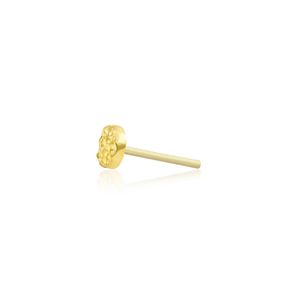 QUICK SHIP | 14K Gold Hammered Disk Threadless End & Titanium Labret Post by Junipirr Jewelry