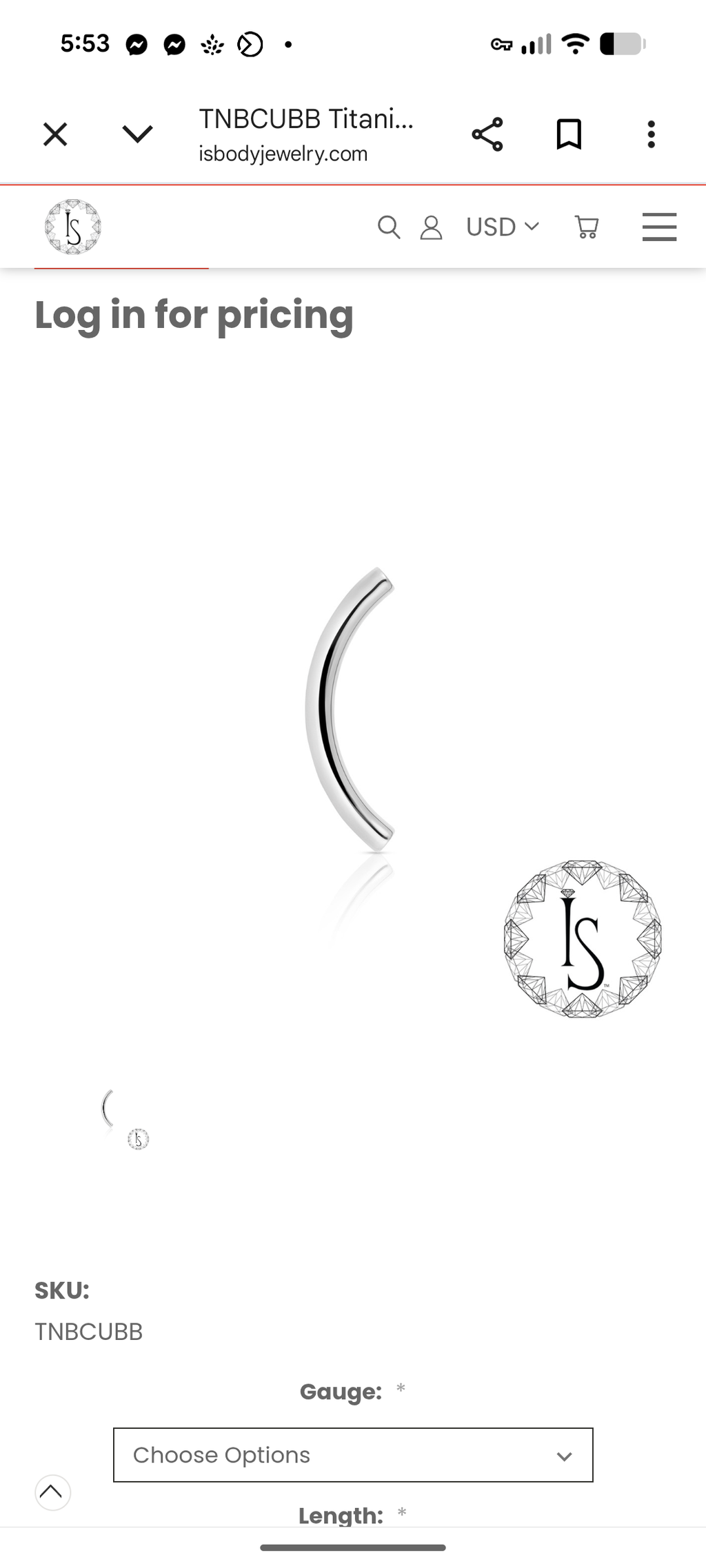 Large Gauge (2mm+) Internally Threaded Curved Barbell Post | INDUSTRIAL STRENGTH