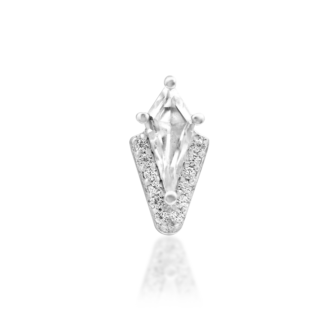 Acantha | 14K Kite-Cut & Pavé End & Titanium Threadless Labret Post by Junipurr Jewelry