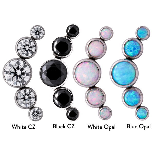 Titanium Threadless Cubic Zirconia Cluster End by Junipurr Jewelry
