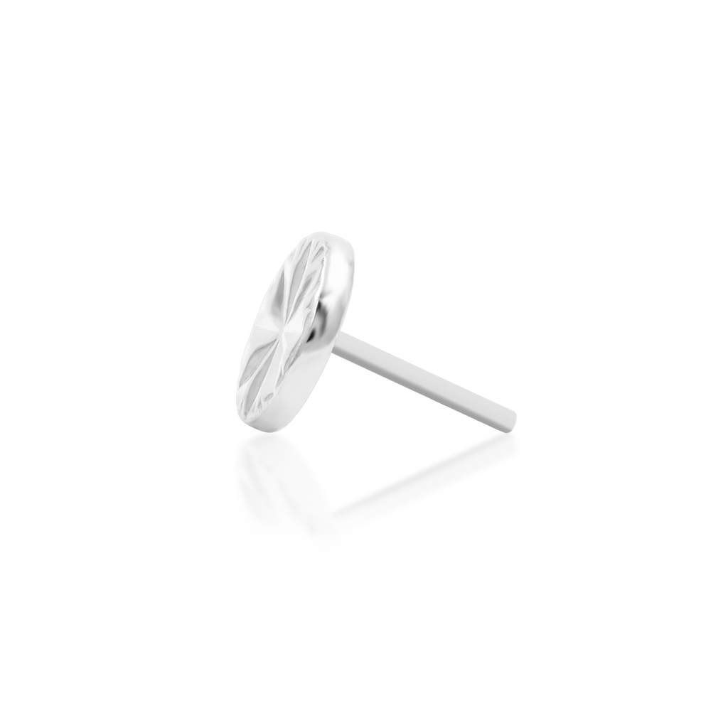 QUICK SHIP | 14K Gold Engraved Disk Threadless End & Titanium Labret Post by Junipirr Jewelry