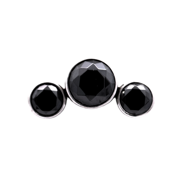 Titanium Threadless Triple Gem Crescent Cluster End by Junipurr Jewelry