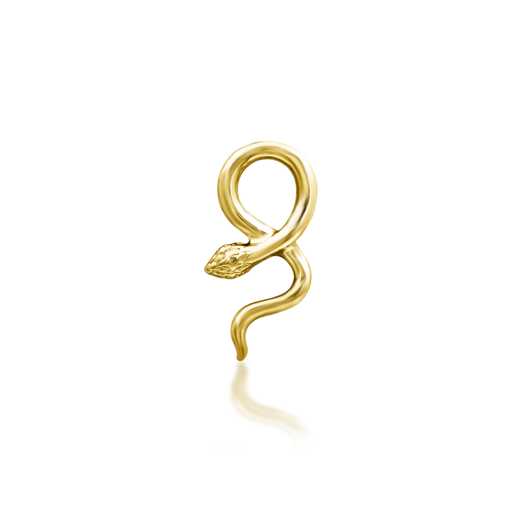 QUICK SHIP | 14K Gold 'Cornelius' Polished Snake End & Titanium Threadless Labret Post by Junipirr Jewelry