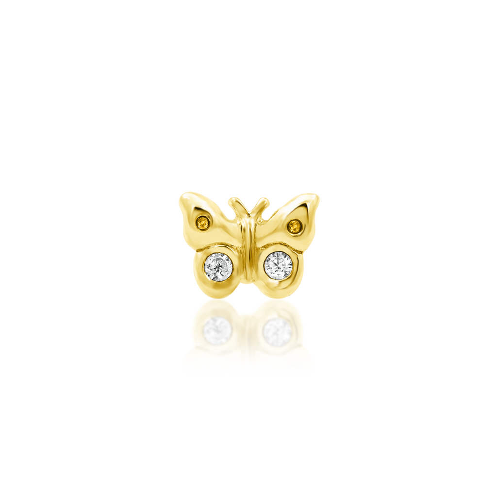 QUICK SHIP | 14K Gold Mini Butterfly Threadless End & Titanium Labret Post by Junipirr Jewelry