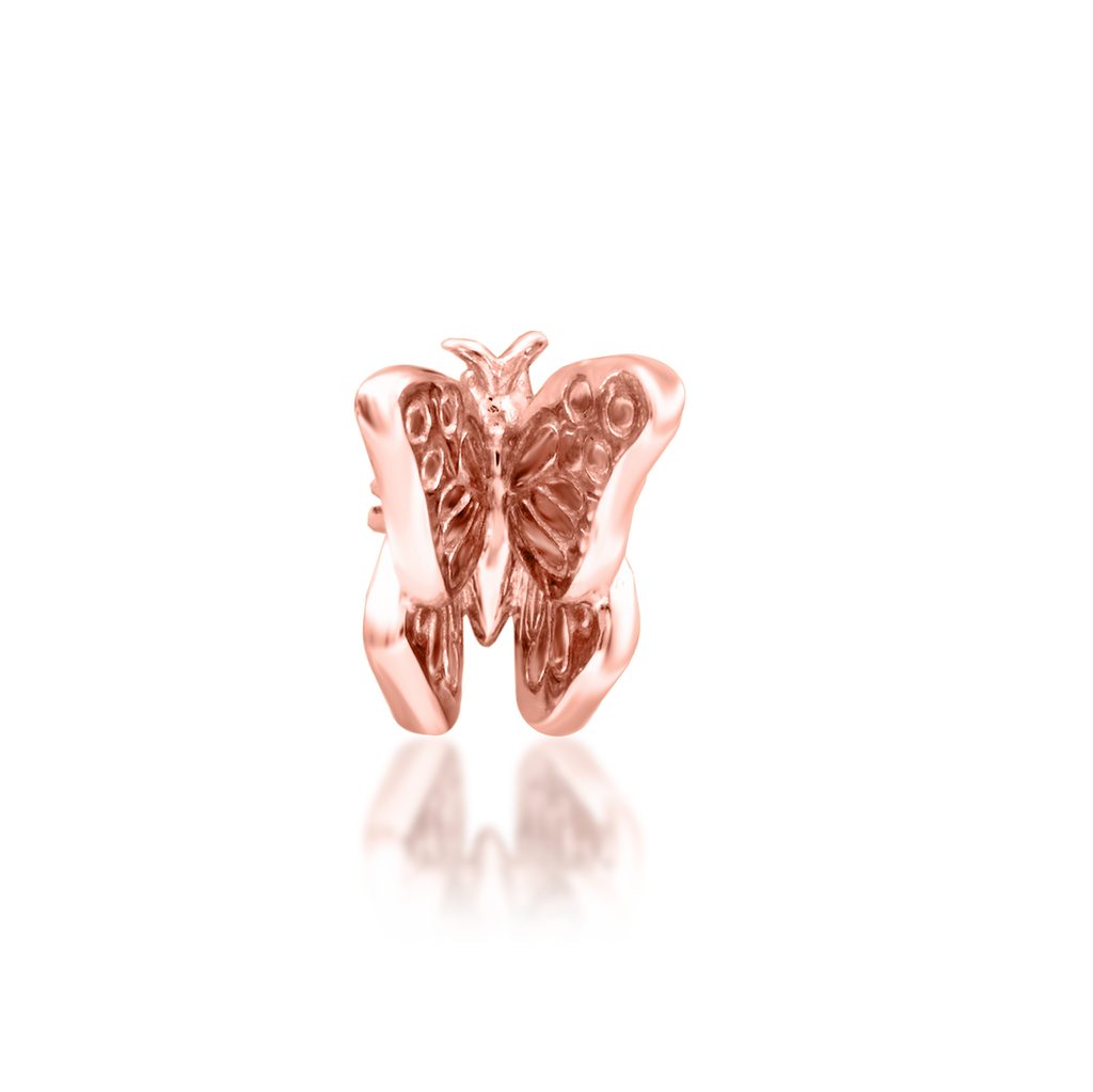 QUICK SHIP | 14K Gold 3D 'Madame' Butterfly Threadless End & Titanium Labret Post by Junipirr Jewelry