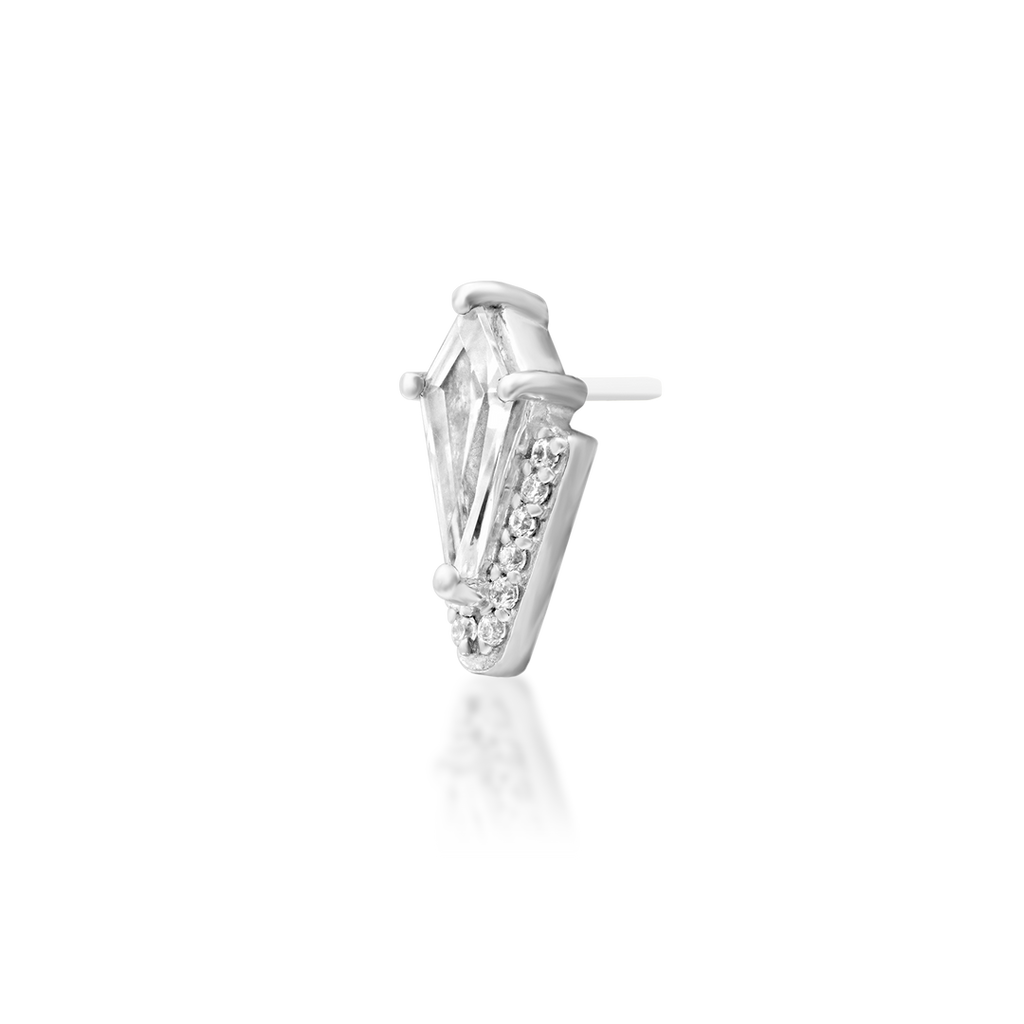 Acantha | 14K Kite-Cut & Pavé End & Titanium Threadless Labret Post by Junipurr Jewelry