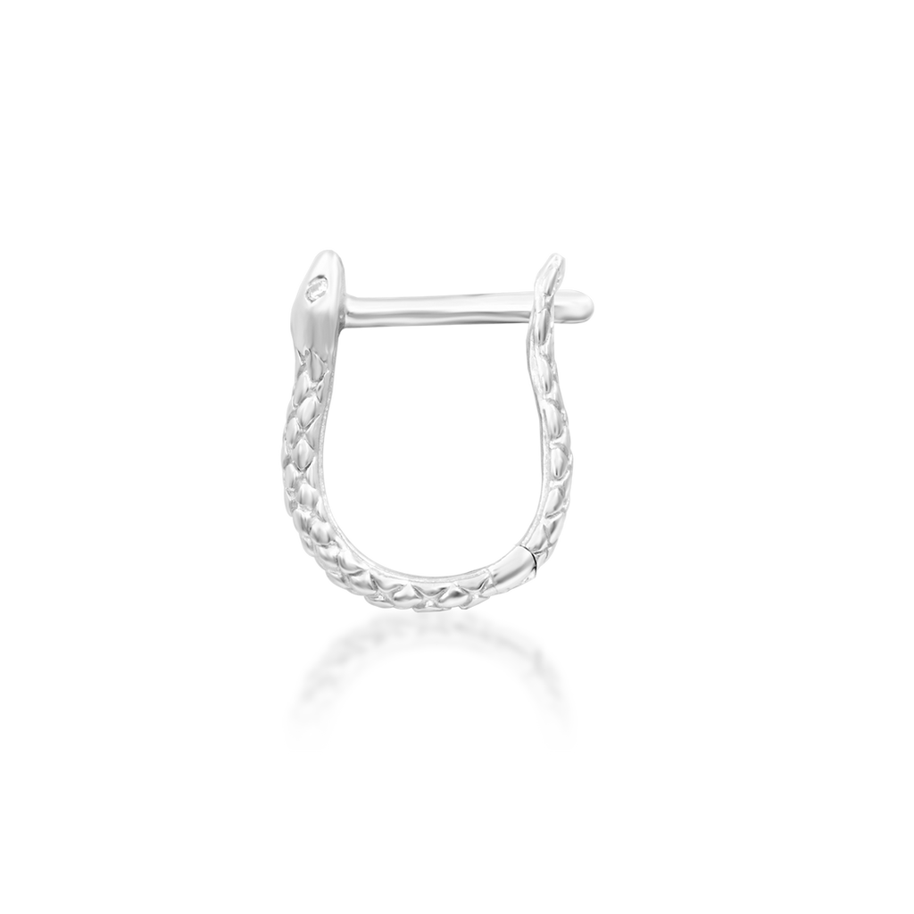 "Ophis" Serpent Huggie — Yellow & White Gold |  Junipurr Jewelry