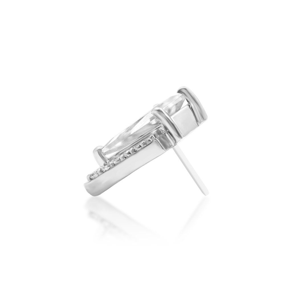 Acantha | 14K Kite-Cut & Pavé End & Titanium Threadless Labret Post by Junipurr Jewelry