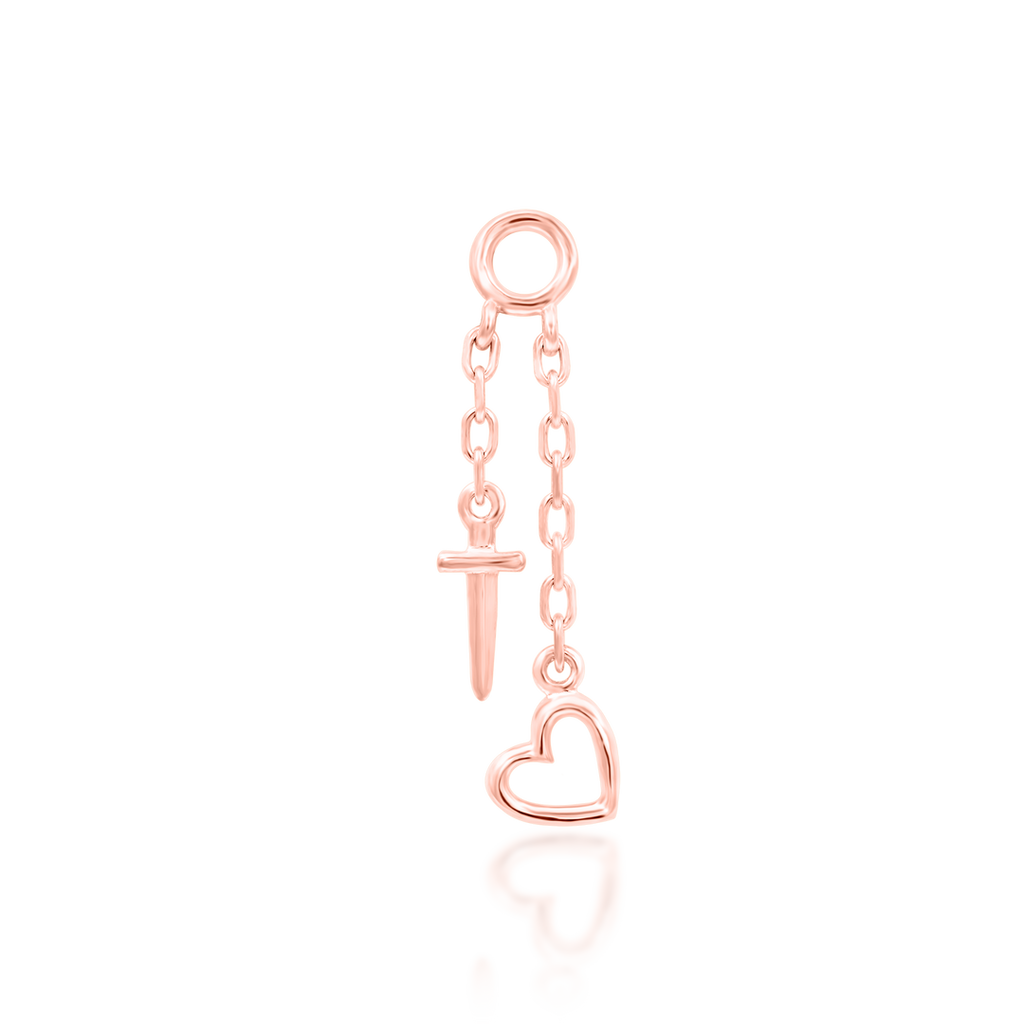 Love Hurts | Heart & Dagger Drop Chain | Junipurr Body Jewelry