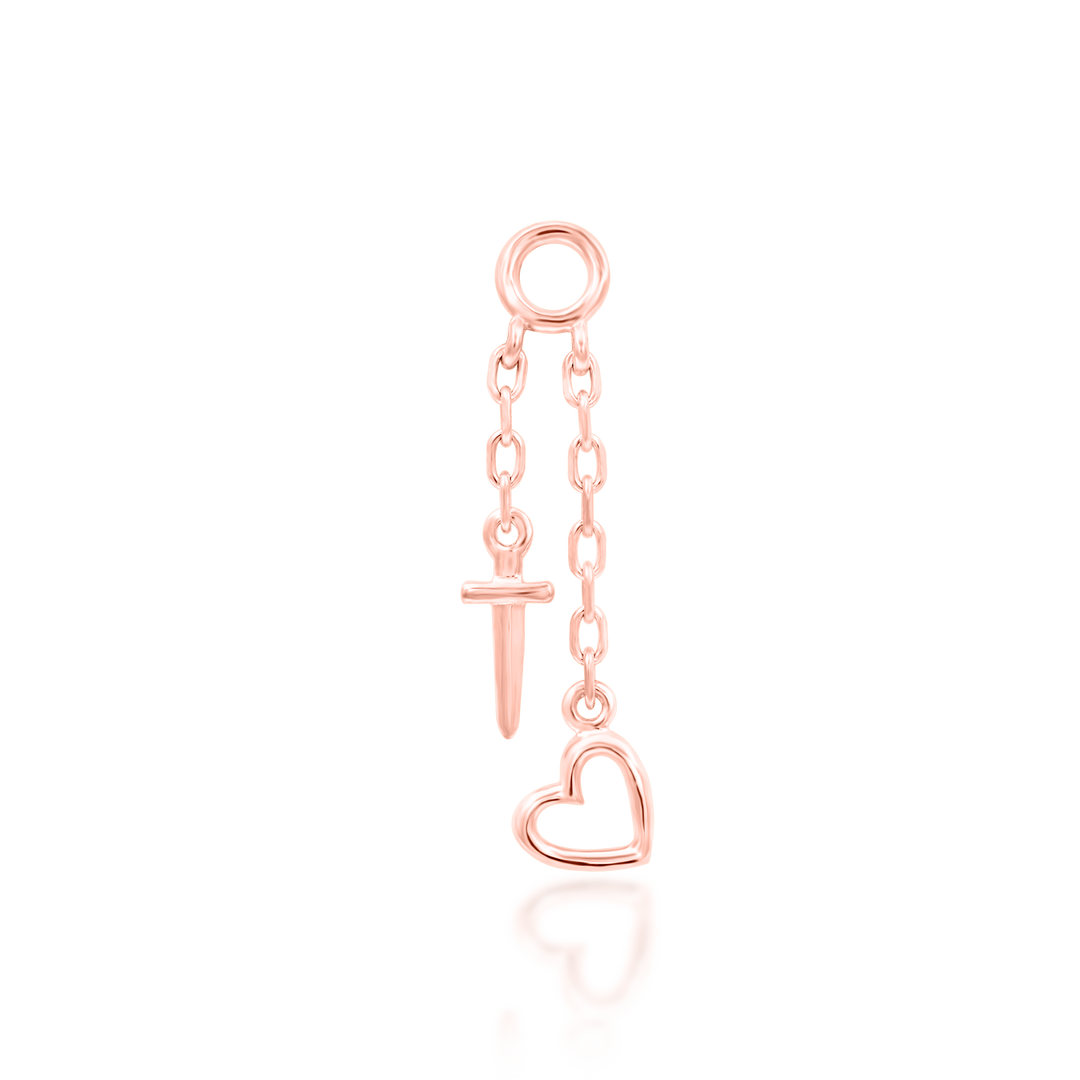 Love Hurts | Heart & Dagger Drop Chain | Junipurr Body Jewelry