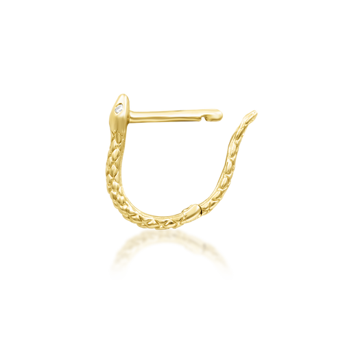 "Ophis" Serpent Huggie — Yellow & White Gold |  Junipurr Jewelry