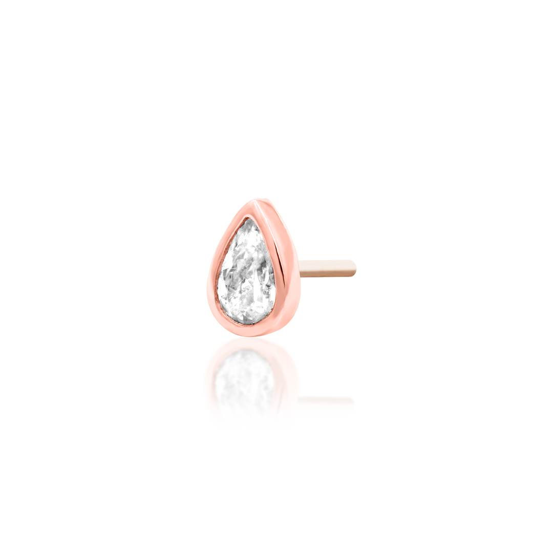 QUICK SHIP | 14K Gold 'Mary' Teardrop End & Titanium Threadless Labret Post by Junipirr Jewelry