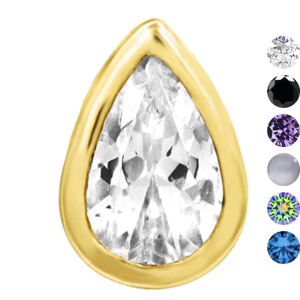QUICK SHIP | 14K Gold 'Mary' Teardrop End & Titanium Threadless Labret Post by Junipirr Jewelry