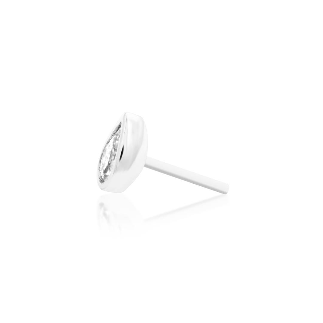IN STOCK | 'Mary' Pear-cut Bezel Set Cubic Zirconia Teardrop and Titanium Labret Post by Junipurr Jewelry