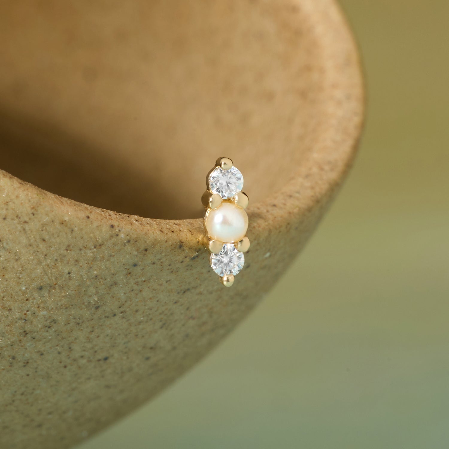 Cloud Nine - Freshwater Pearl & Moissanite Threadless End | Ember Jewelry