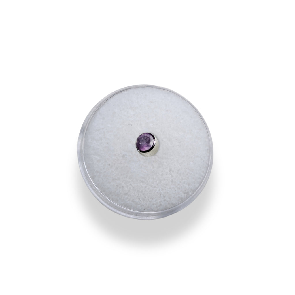 IN STOCK | Titanium Threadless Earring - Sandblasted Amethyst Brilliant Cut Cubic Zirconia 3mm by Anatometal Jewelry