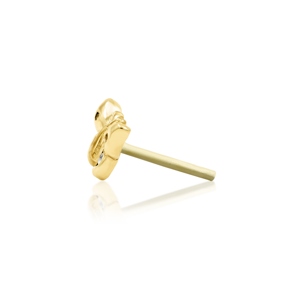QUICK SHIP | 14K Gold Mini Butterfly Threadless End & Titanium Labret Post by Junipirr Jewelry