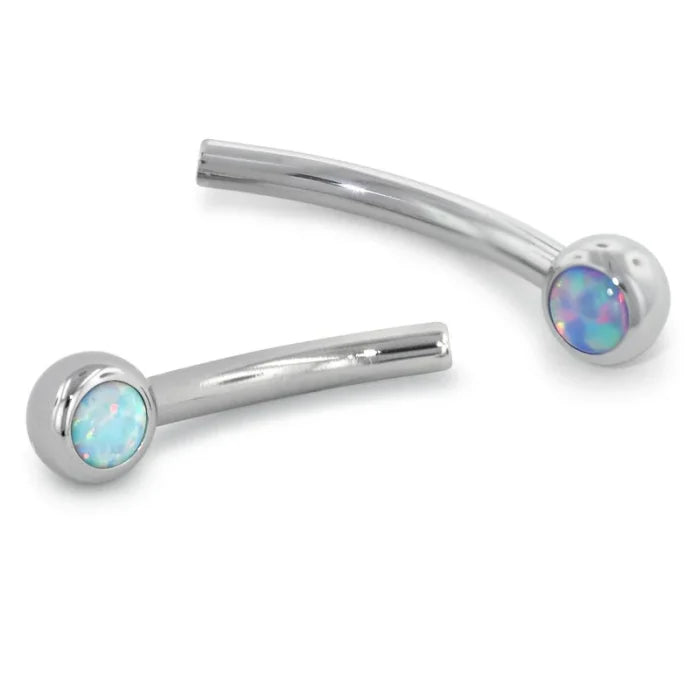 IN STOCK | Threadless Fixed Gem End Curved Barbell | NeoMetal Jewelry